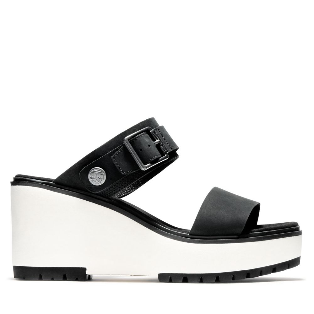 Sandalias Timberland Mujer Koralyn Wedge Negras/Blancas - Chile AEG-814205